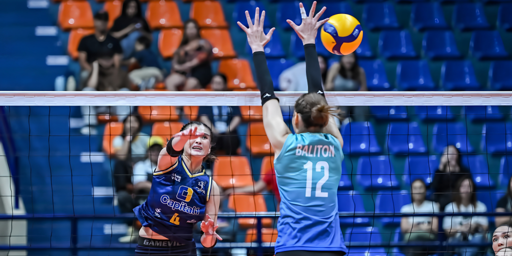 Capital1's Bella Belen sending the ball over Galeries Tower’s side. Photo/Premier Volleyball League